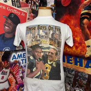 Vintage‎ New Orleans Saints Reggie Bush Drew Brees NFL Football Rap Tee Sz Small